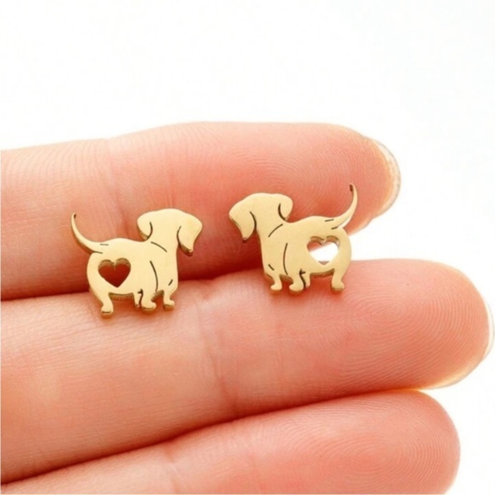 Mini Gold-Tone OR Silver-Tone Dachshund Stud Earrings